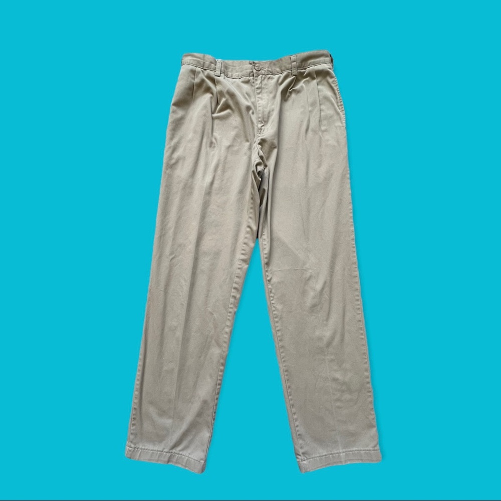 Lands' End Khaki Pants Golf Dress Work Trousers Jeans Slacks Men Size 32 32
